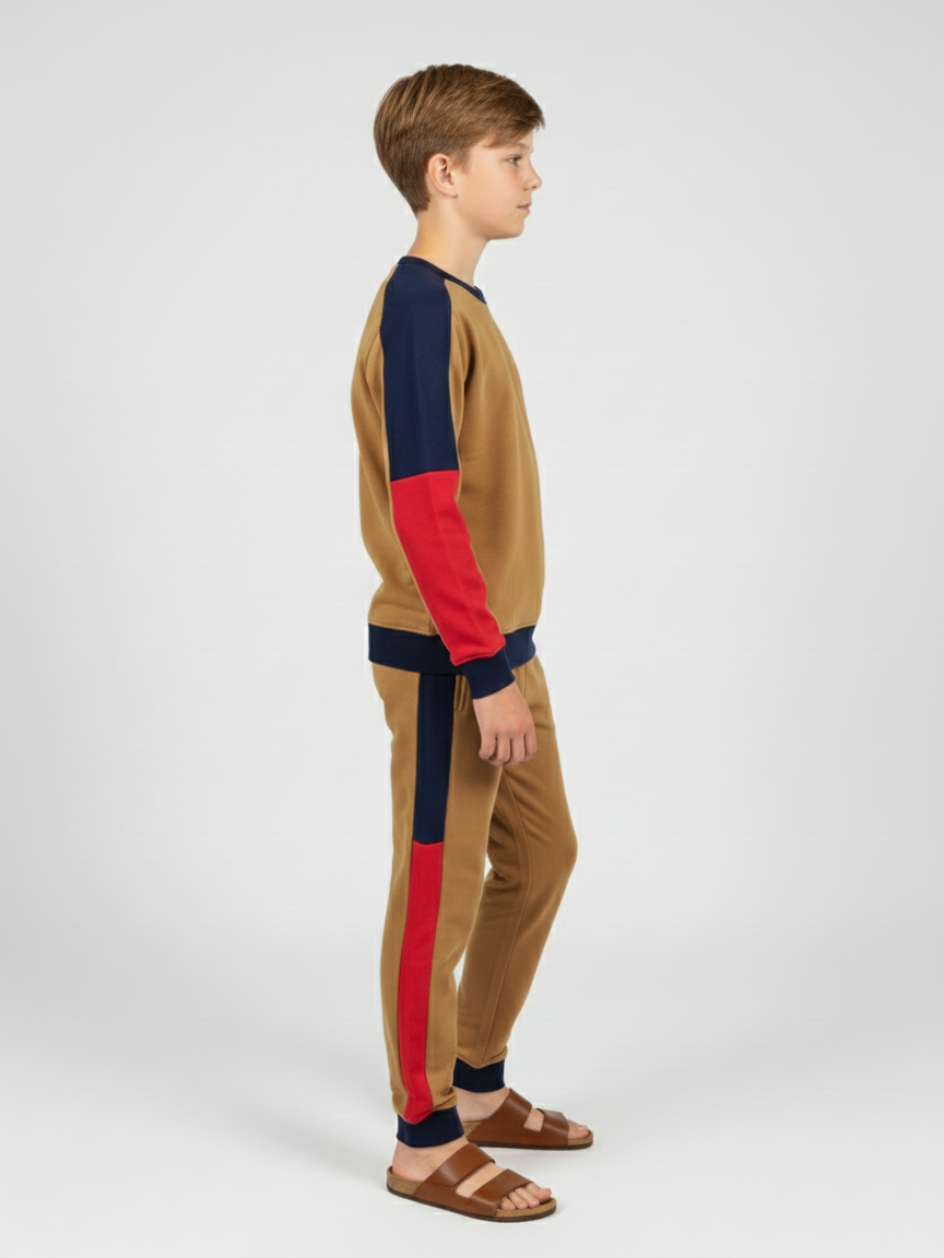 Stylish Dry Fit Tracksuit For Kids-Camel-SDF01